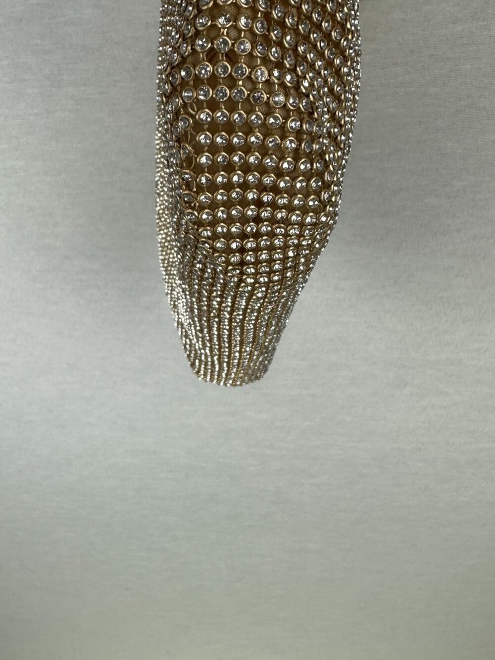 SPARKLY GOLD RHINESTONE EVENING CLUTCH PURSE METALIC O-RING TOP HANDLE - Picture 8 of 12